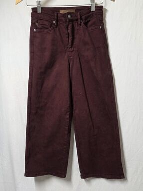 JUDY BLUE MAROON HIGH WAIST CROP WIDE LEG JEANS SIZE 1/25